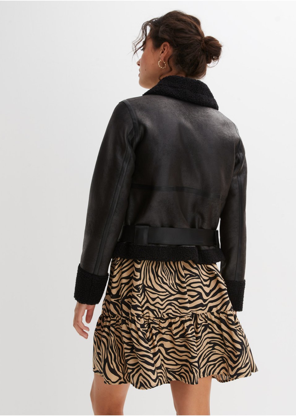 Veste biker avec empiècement synthétique