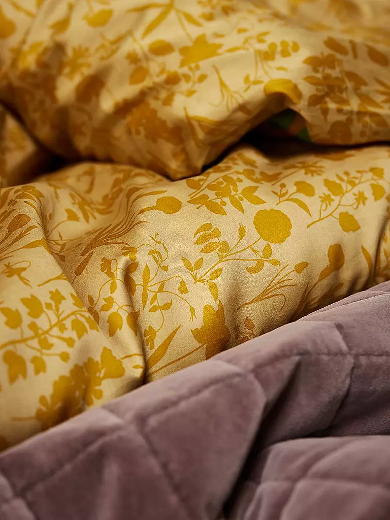 ESSENZA Satin-Bettwäsche MARIGOLD 70x90cm/140x200cm Flower Ochre gold