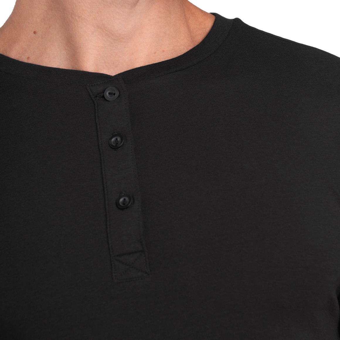 VanVaan Herren T-Shirt mit Serafino-Ausschnitt schwarz