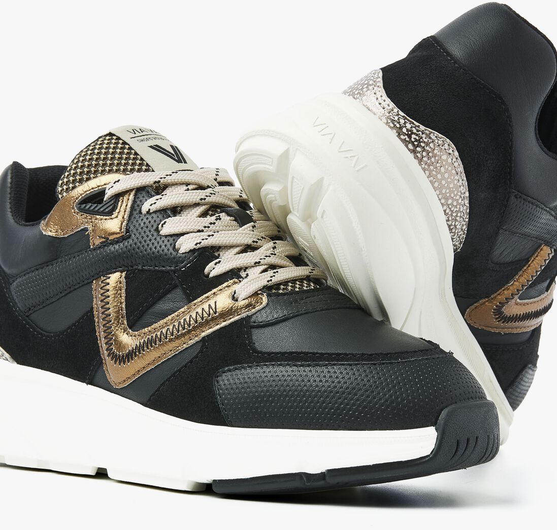 zwarte via vai lage sneakers vic kyro