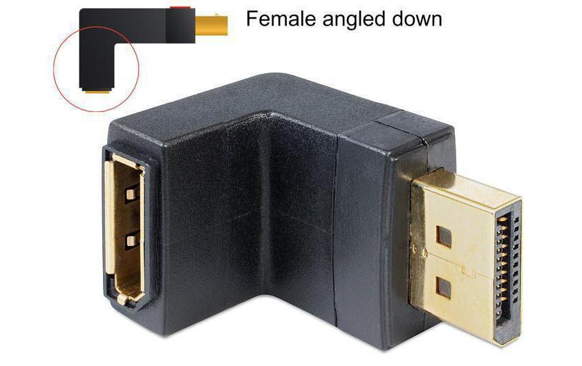 Winkeladapter DP, 90° gewinkelt untenGewinkelter Displayport 1.1 Adapter