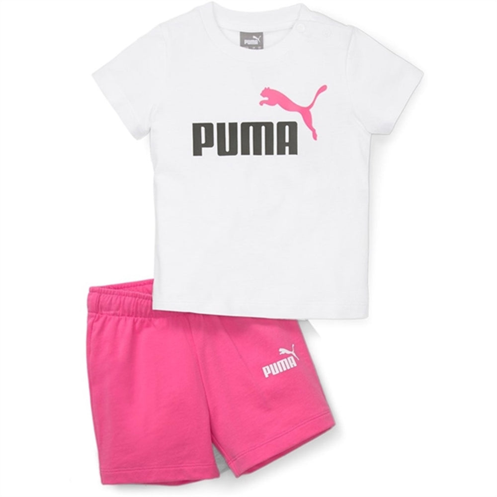 Minicats T-shirt & Shorts Sæt White-Pearl Pink