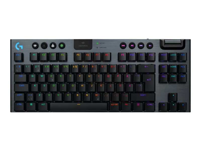 Logitech G G915 X - Tastatur - gaming, LIGHTSPEED - TKL - bagbelyst - trådløs - USB-C, Bluetooth, 2.4 GHz - sort