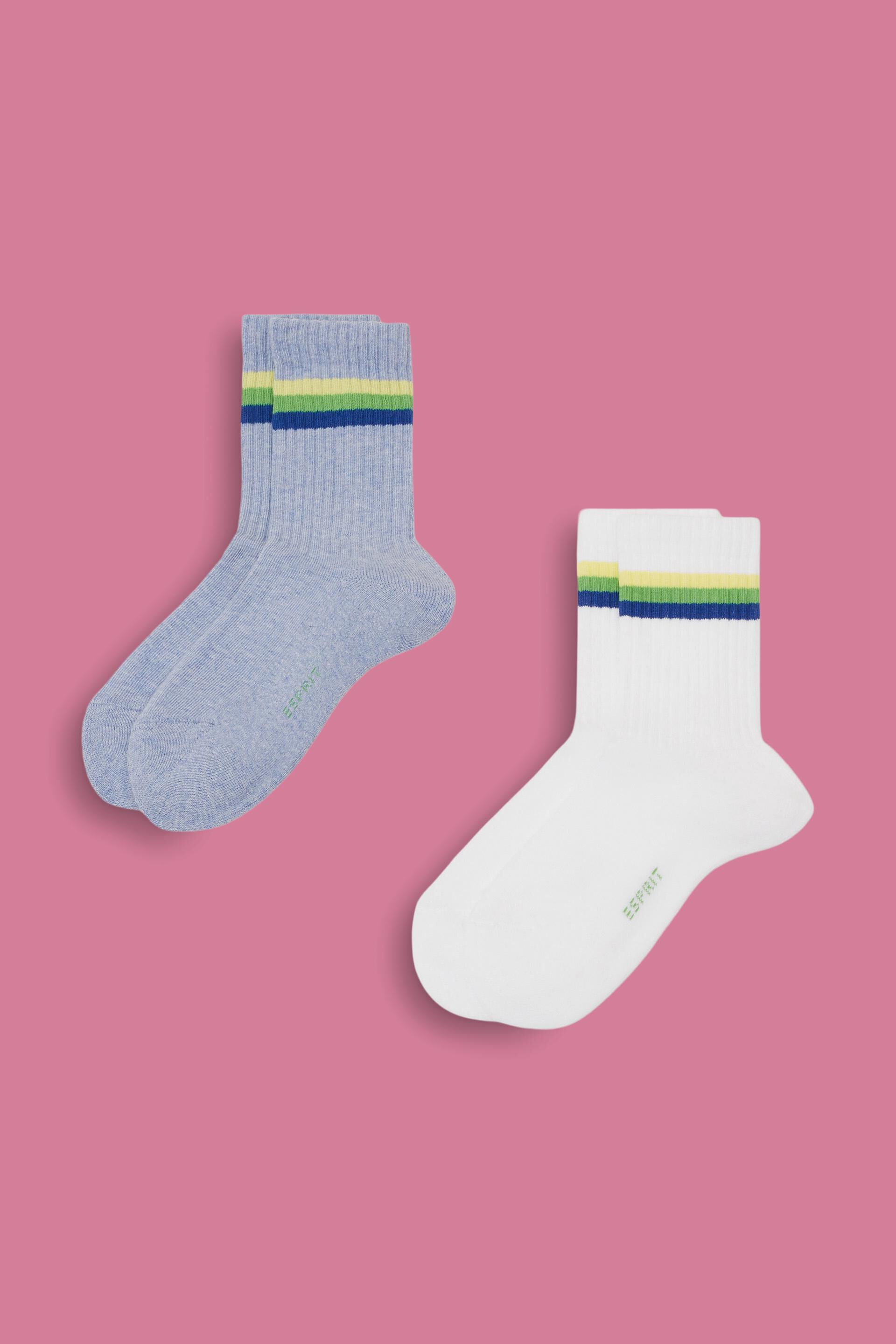 Lot de 2paires de chaussettes côtelées à rayures