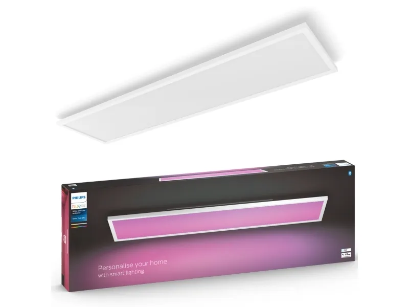 Philips Hue White and Color Ambiance Surimu - Loftslyspanel - LED - 1200 x 300 mm - 60 W (tilsvarende 100 W) - 16 millioner farver/varmt til køligt hvidt lys - 2000-6500 K - rektangel - hvid