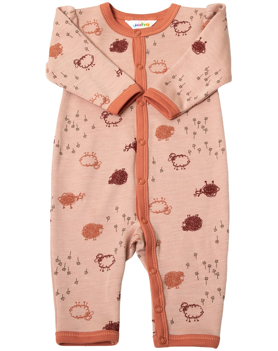 Strampler 4039 SHEEP AOP ohne Fuß in peach