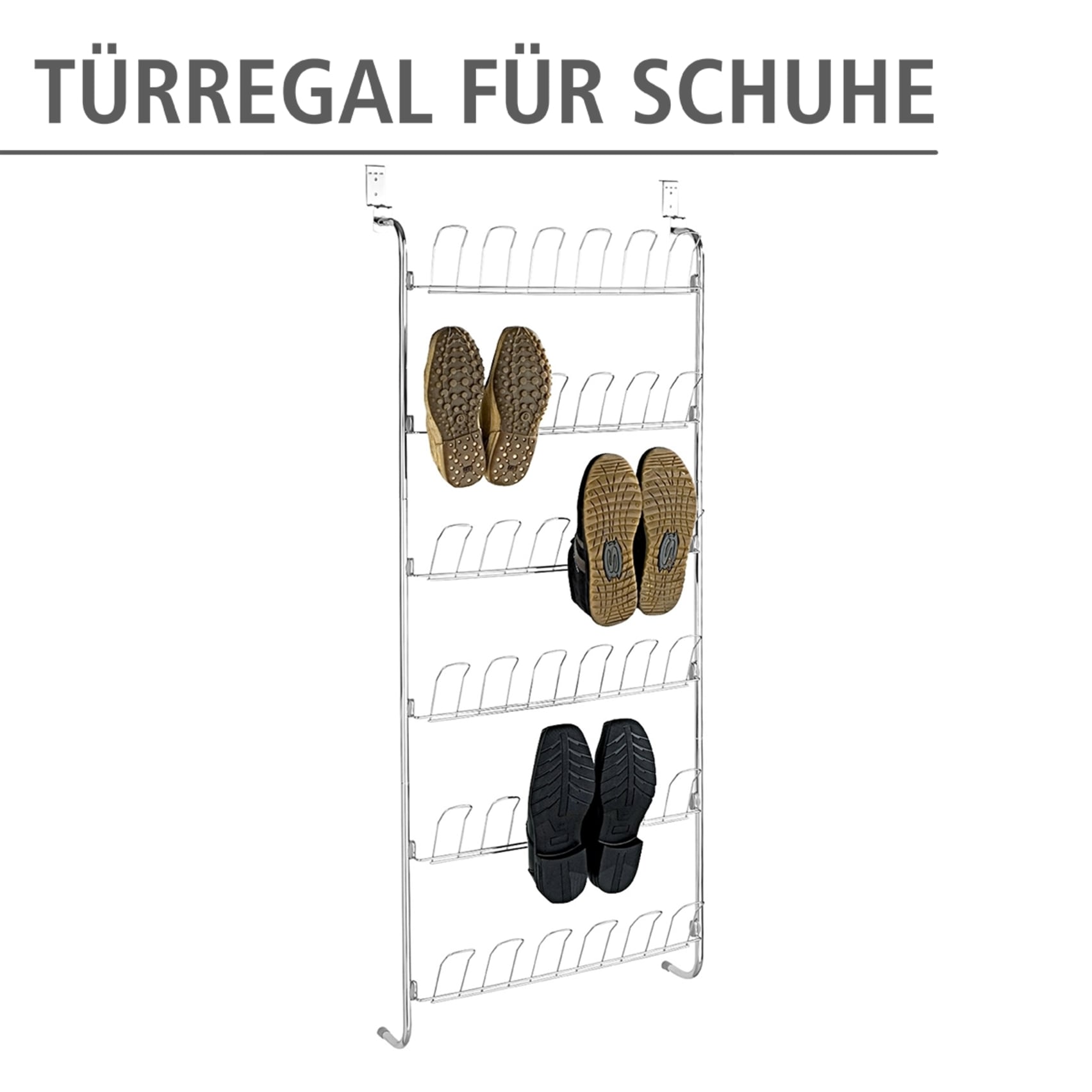 WENKO Türregal für 18 Paar Schuhe, platzsparend, zum Einhängen an Türen ohne Bohren