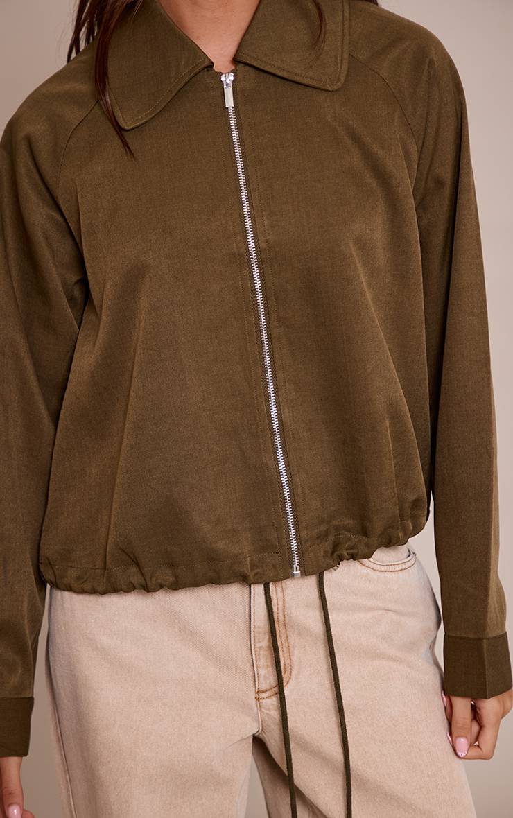 Kaki Veste Bomber Utilitaire À Cordon De Serrage