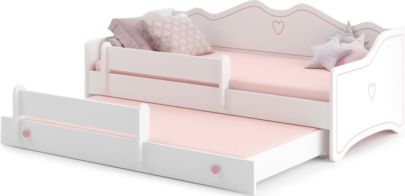 Kinderbed - met matras & lade - 160x80cm - roze wit