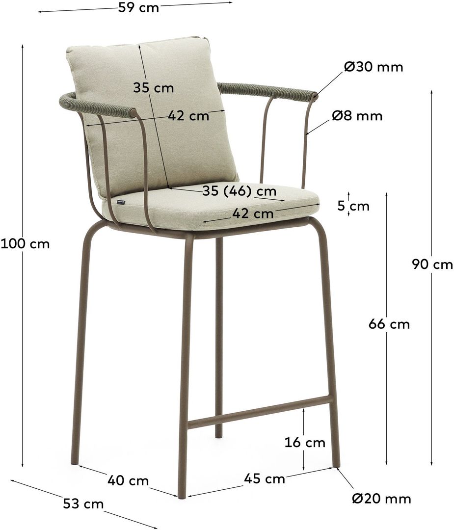 Kave Home   Salguer Tuin Barkruk
