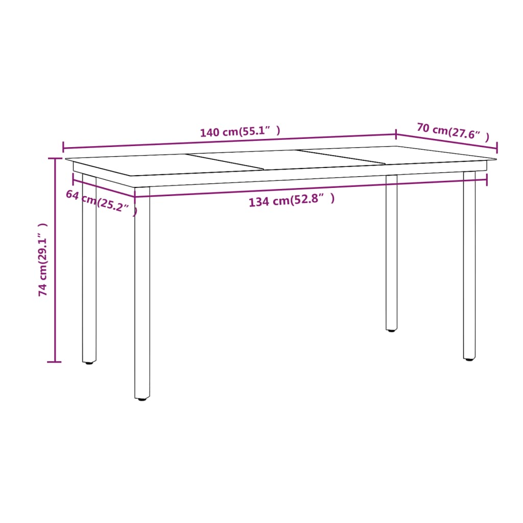 Mobilier de salle à manger de jardin coussins 5 pièces beige/noir