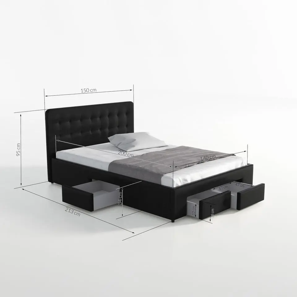 Meubella - Tweepersoonsbed Milo - Wit - 140x200 cm