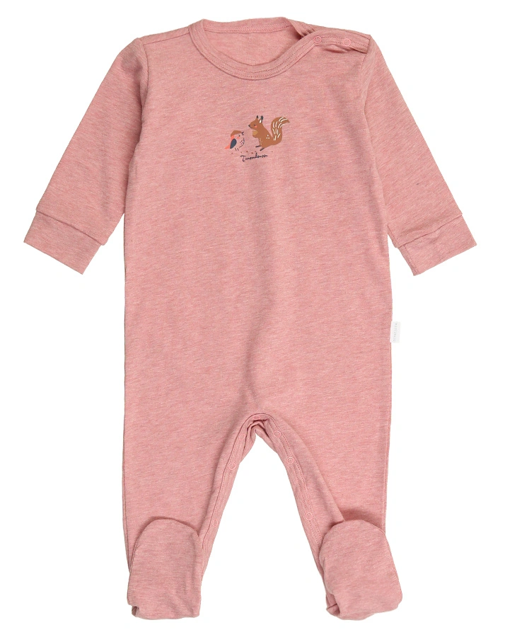 Strampler NATURAL LOVE mit Fuß in rosa melange