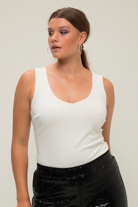 Body, Slim Shape, Punto-Jersey, doppelter V-Ausschnitt