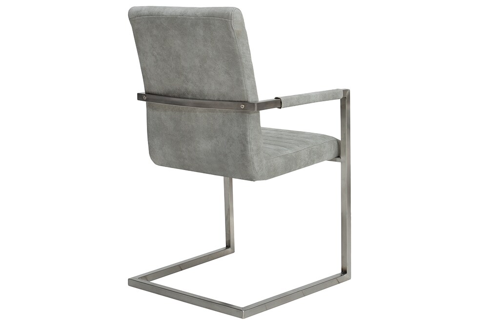 riess-ambiente Stuhl LOFT - stone grau mit Armlehne Edelstahlgestell Freischwinger Industrial