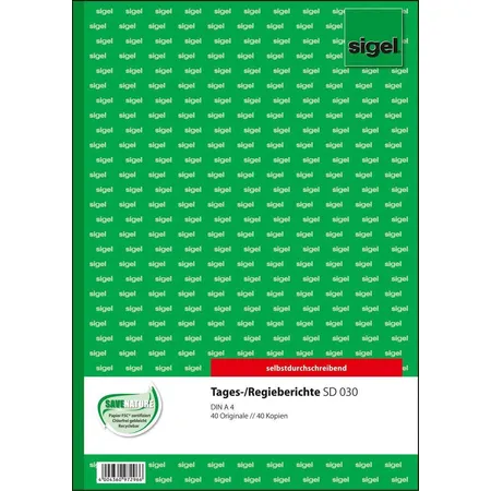 Sigel Tages-/Regieberichte A4