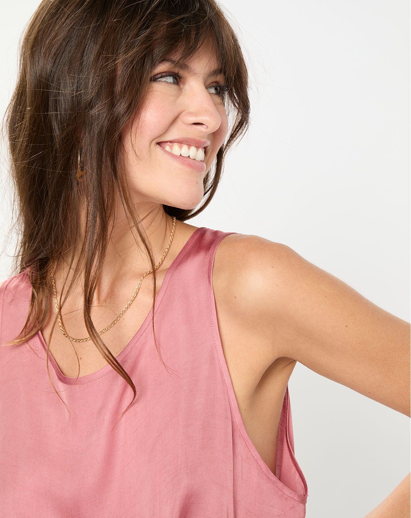 Lauren Vidal Top satiné Soon rose