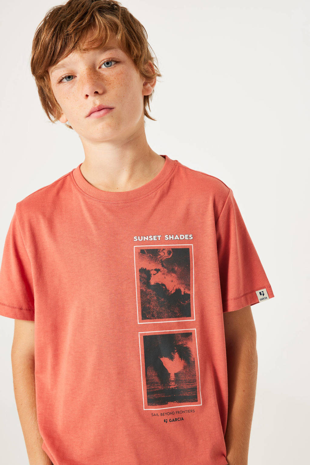 Garcia T-shirt met printopdruk rood/zwart