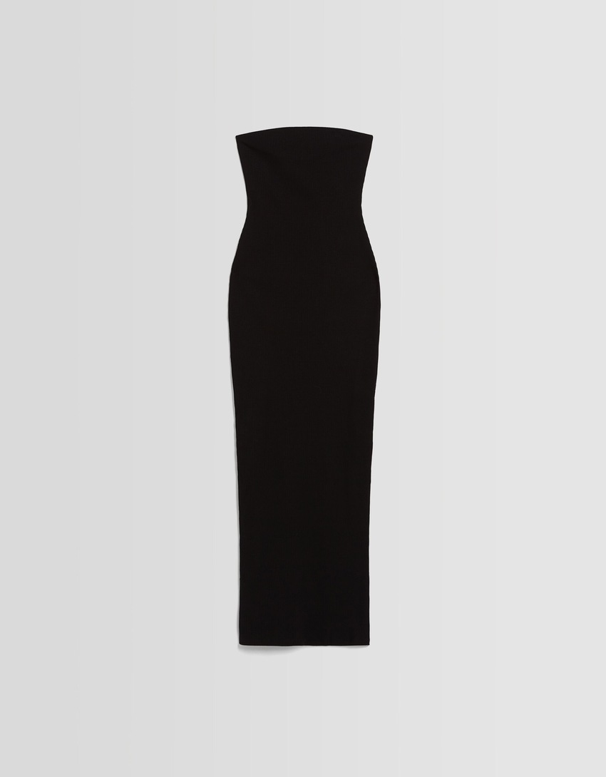 Vestido longo tomara que caia canelado
