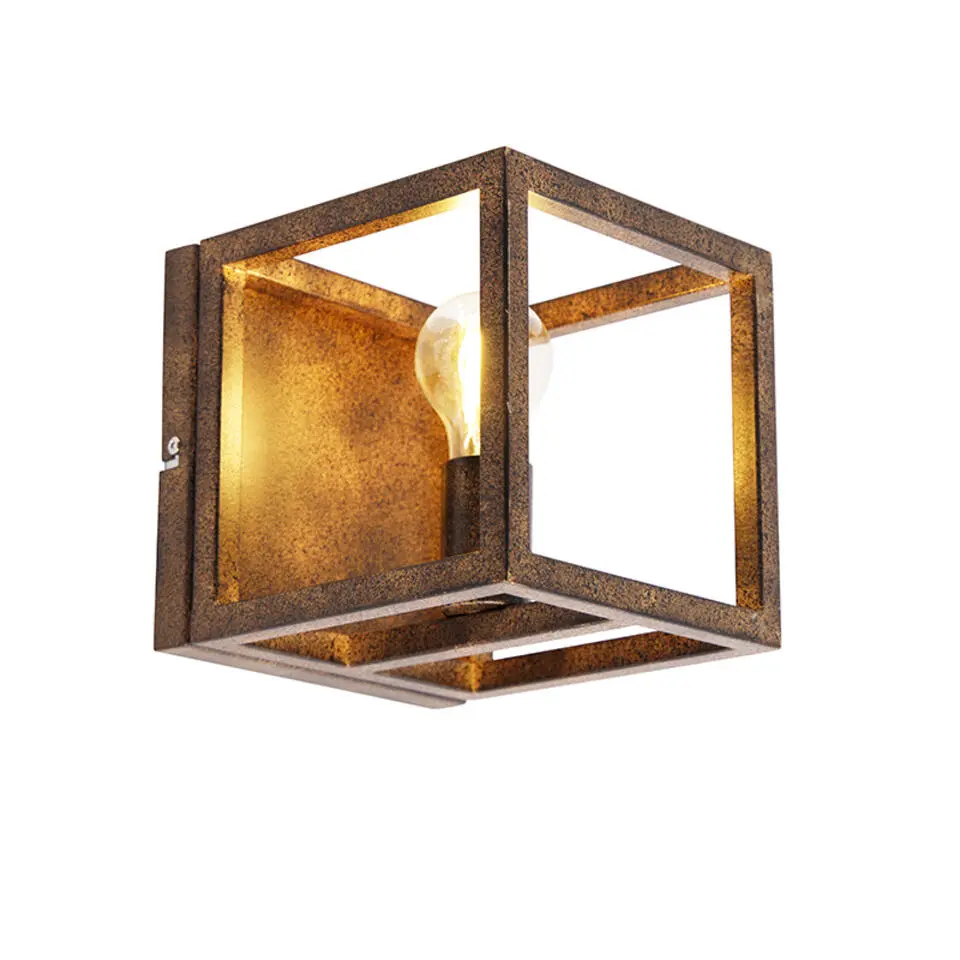 Qazqa wandlampen cage bruin e27