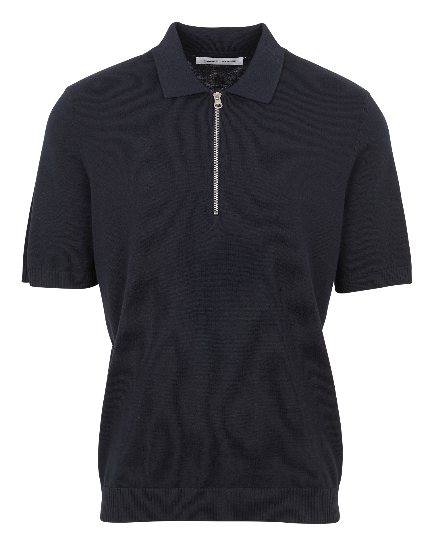 CONAL - Polo col zippé en coton bio mélangé| Bleu