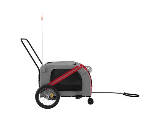 VIDAXL - Remorque de vélo pour chien rouge et gris tissu oxford et fe...