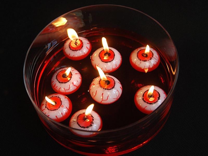 Partydeco Kerzen Schwimmendes Auge 4 cm, 25 Kerzen Gruselige Halloween Kerzen