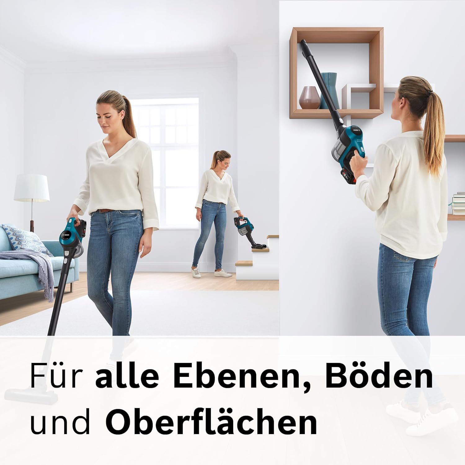 Bosch Akku-Staubsauger Unlimited 6 BKS6111P, kabelloser Handstaubsauger, beutellos, leicht, Hygiene-Filter, 10 Jahre Motorgarantie, hohe Saugleistung, Lange Laufzeit, alle Bodenarten, blau