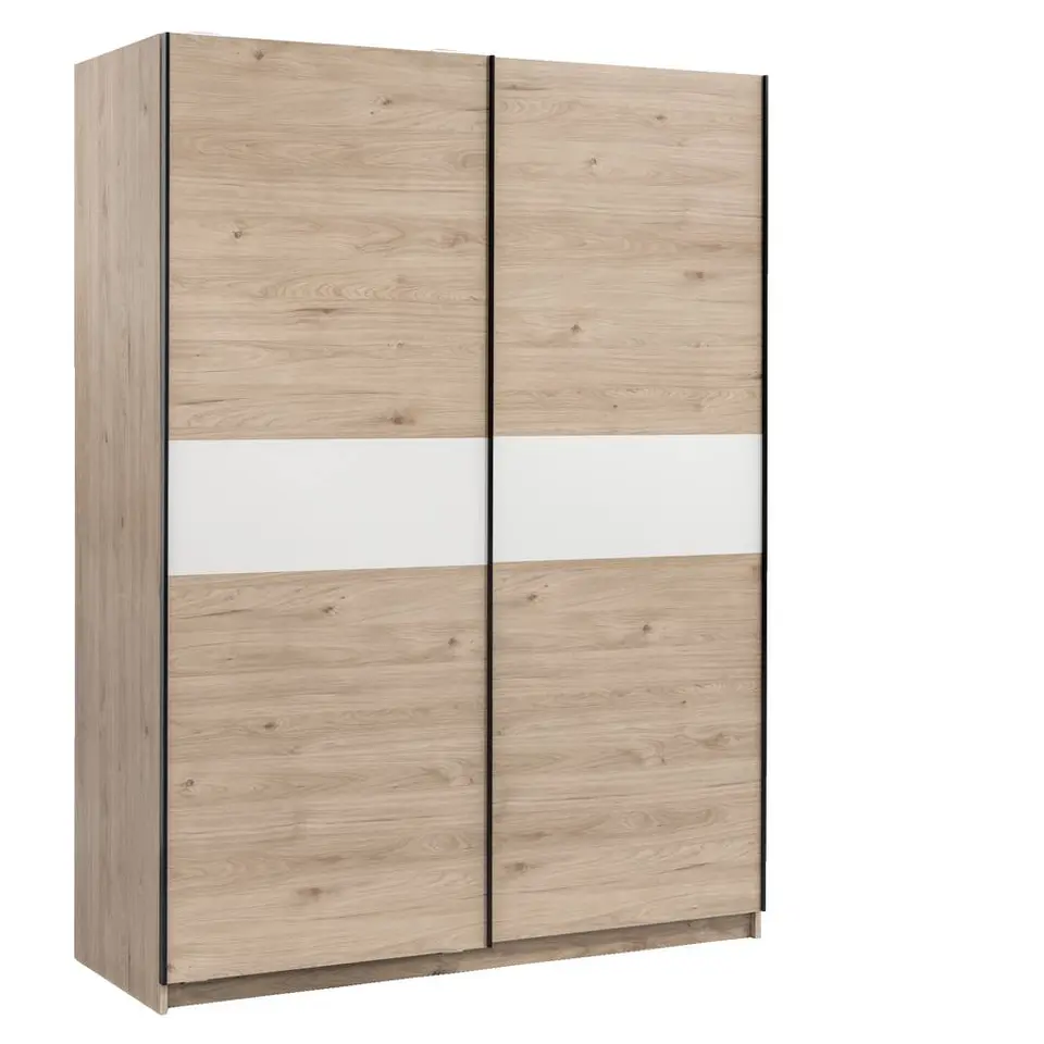 Schuifdeurkast Genua - eikenkleur/wit - 204x150x60 cm