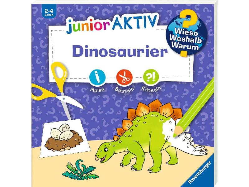Ravensburger Kinder-Sachbuch WWW junior AKTIV: Dinosaurier Erstes Ausmalen, Rätseln, Schneiden und Kleben