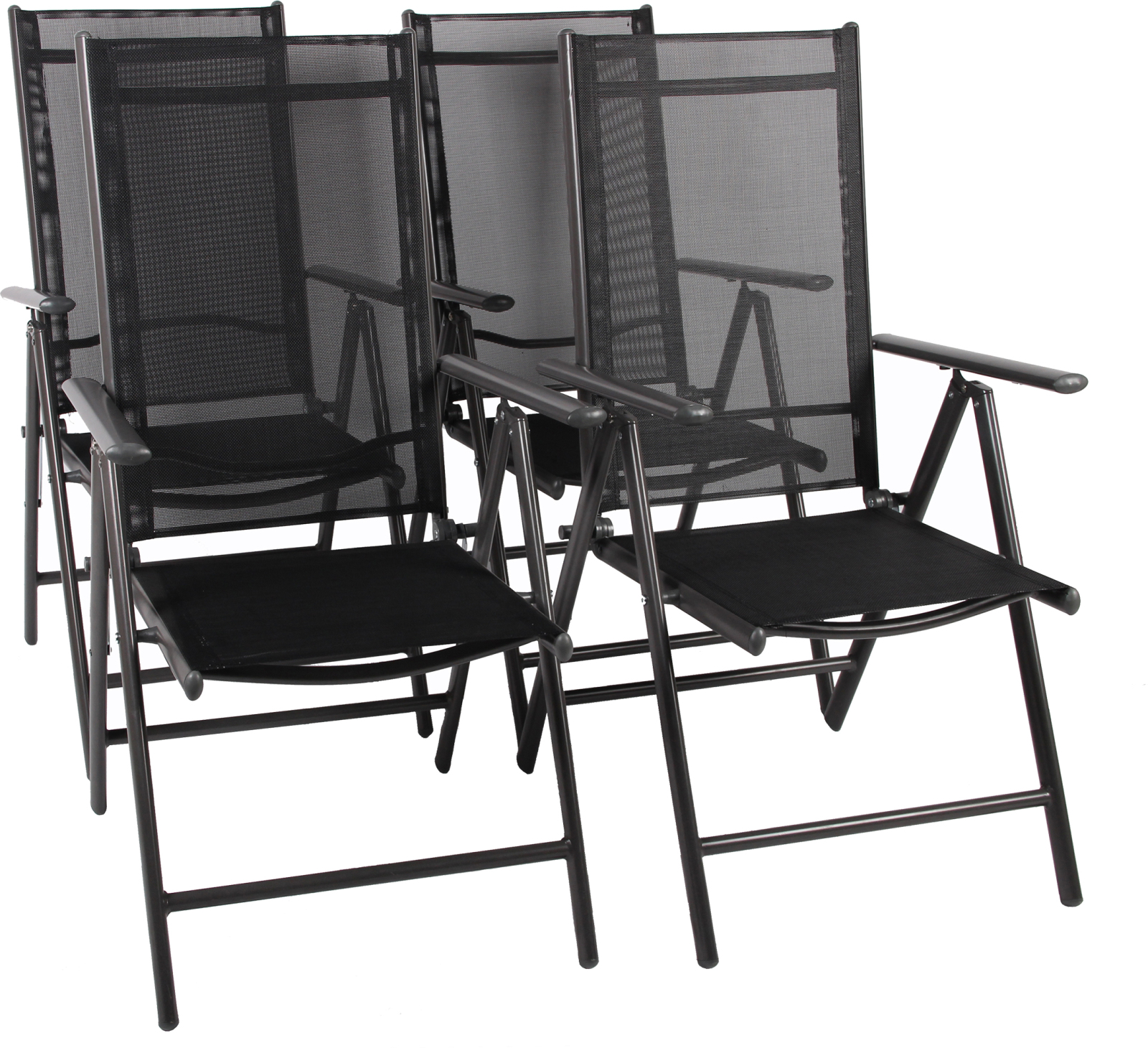 4-teiliges Gartenstuhl-Set - anthrazit - Aluminium