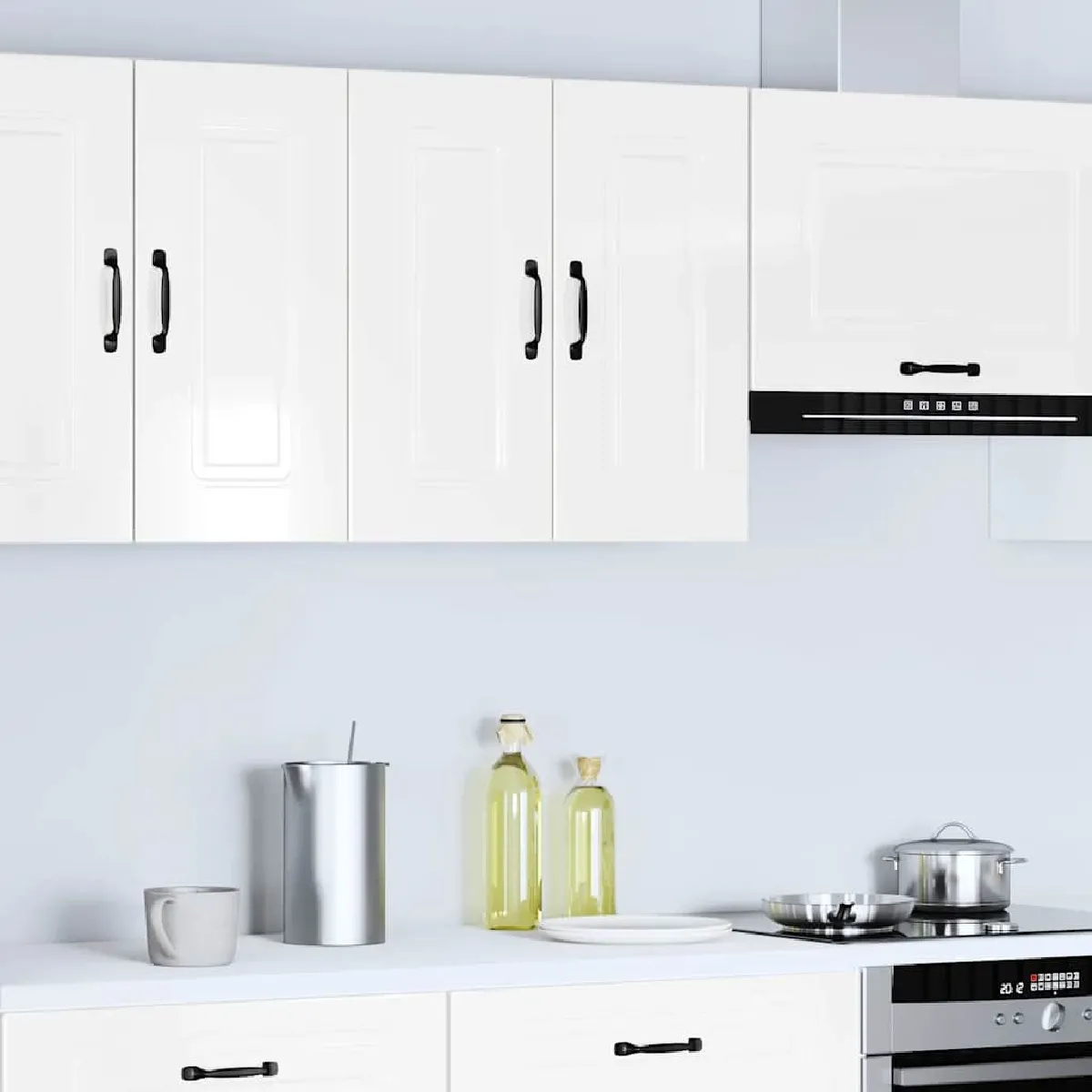 vidaXL Armoire murale de cuisine Kalmar - Blanc brillant
