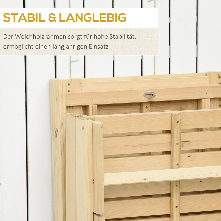 Outsunny Liegestuhl mit Holzrahmen natur