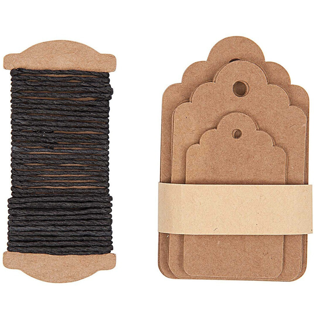 Cadeaulabels ornament - bruin - 30st