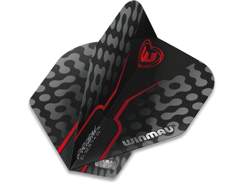 Winmau Dartflight Prism Zeta, Schwarz / Rot, 3 Stück Profi-Flights mit einem coolen Design