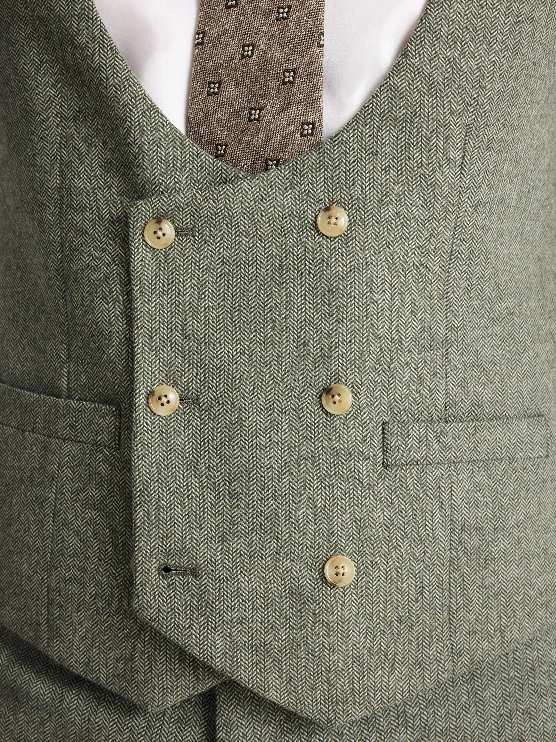 MOSS Slim Fit Herringbone Tweed Waistcoat