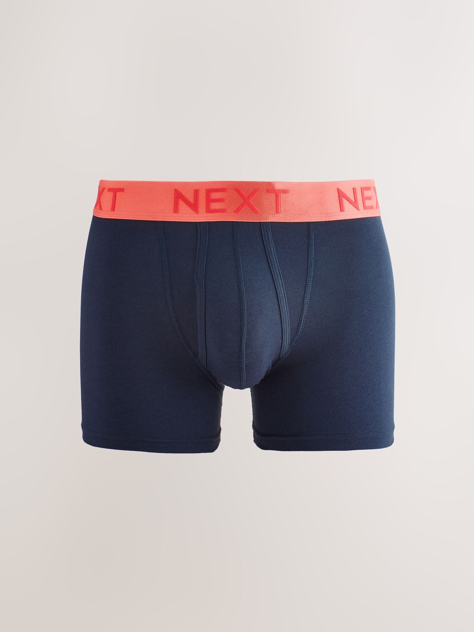 Marineblauwe felgekleurde tailleband met contrast - Standaard - 10 Boxershorts zonder plooi