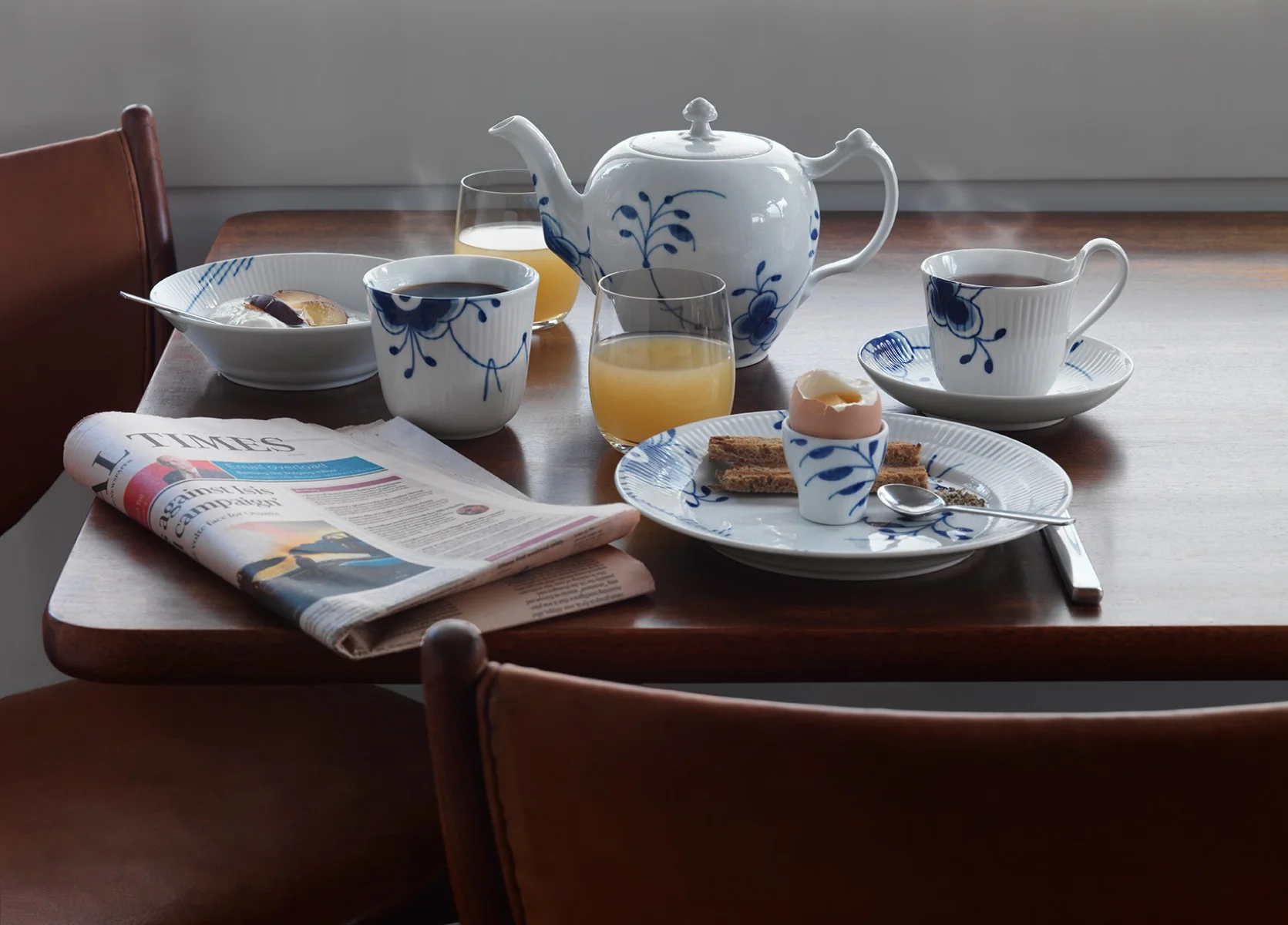Royal Copenhagen  Blå Mega riflet tallerken, deko 6 - 19 cm.