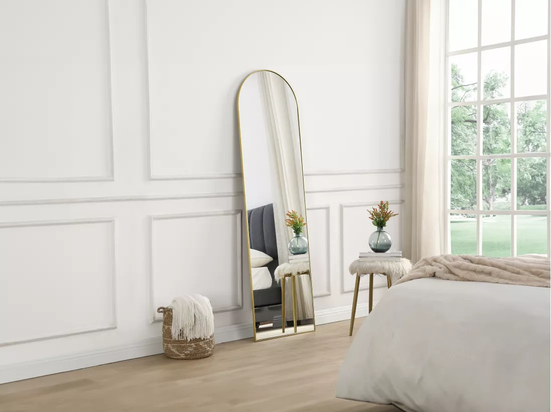 Miroir arche à poser en métal - L. 50 x H. 170 cm - Doré - MAILEN