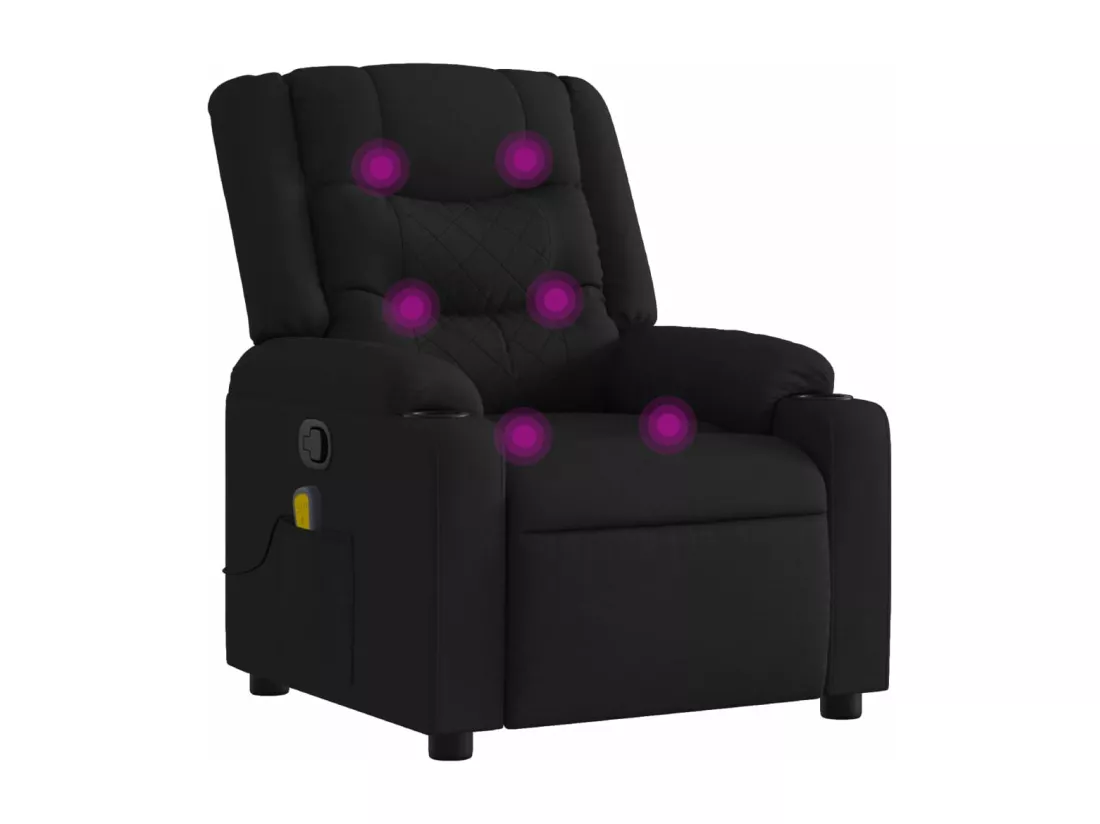 Fauteuil massant inclinable Noir Tissu