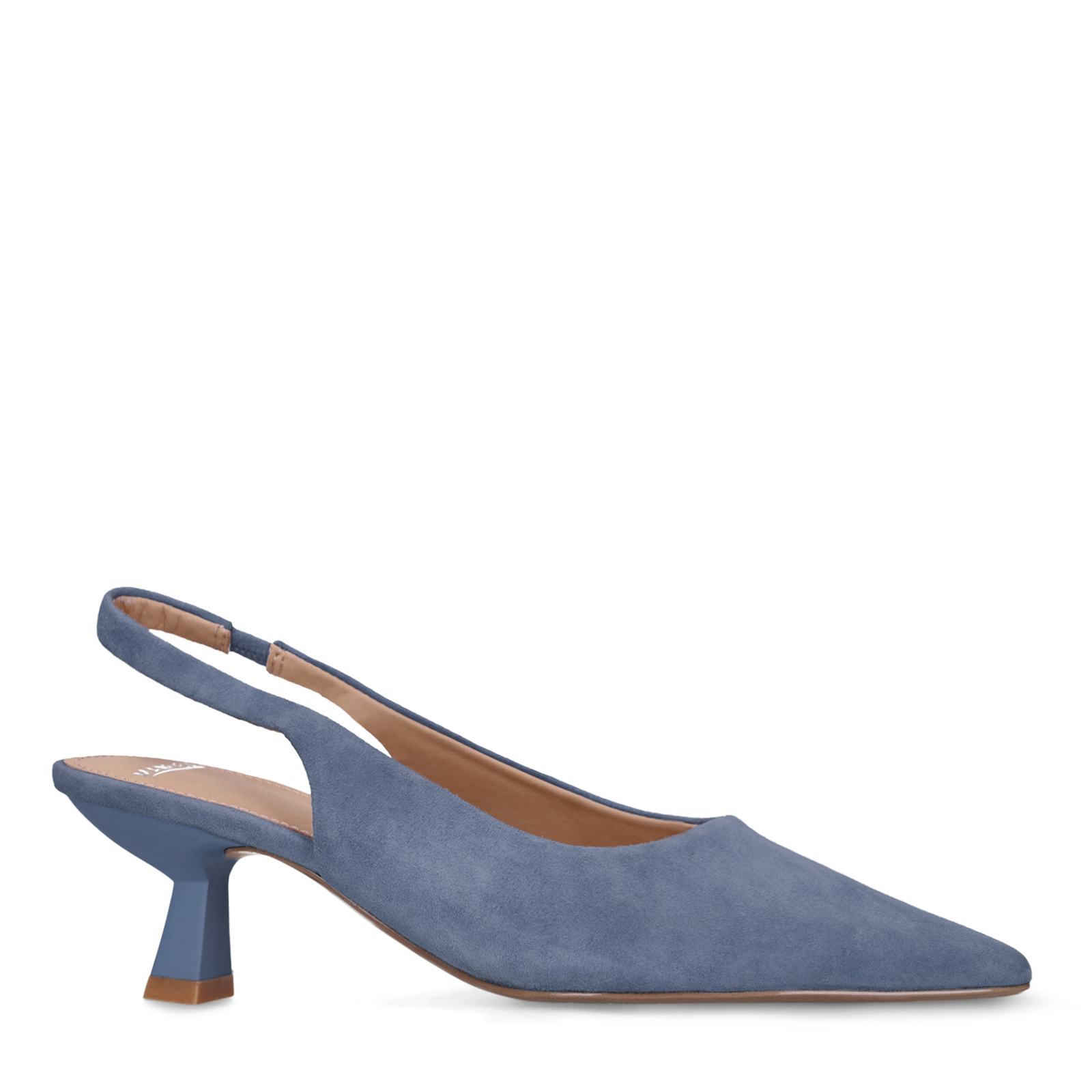 Blauwe suède slingbacks