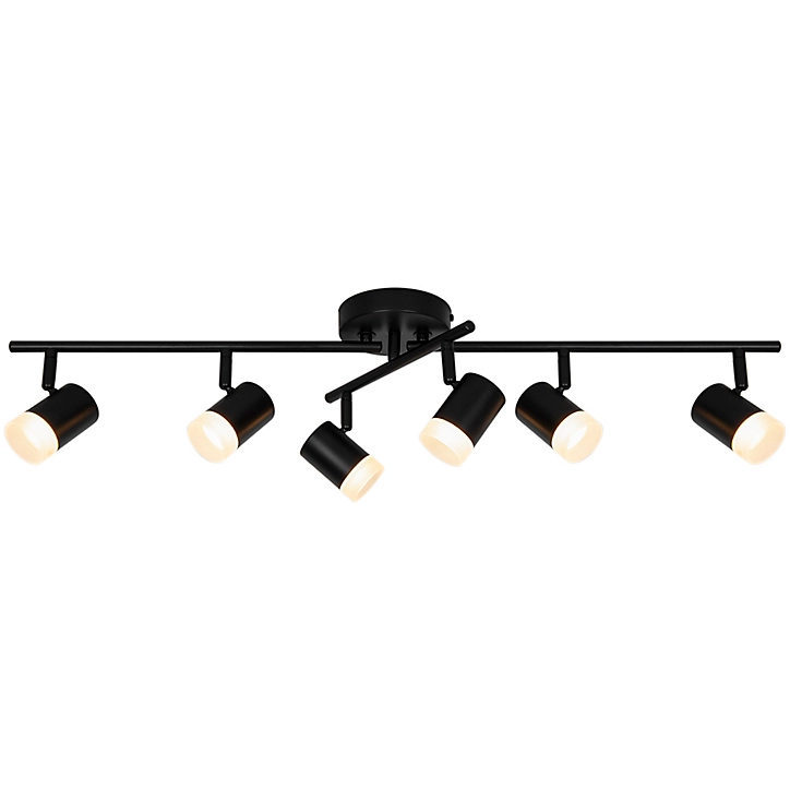 Réglette spot LED intégrée 6 lumières 350 lm 19.5 W blanc chaud GoodHome Maupin noir mat L.80 x L.25 x H.18.5 cm