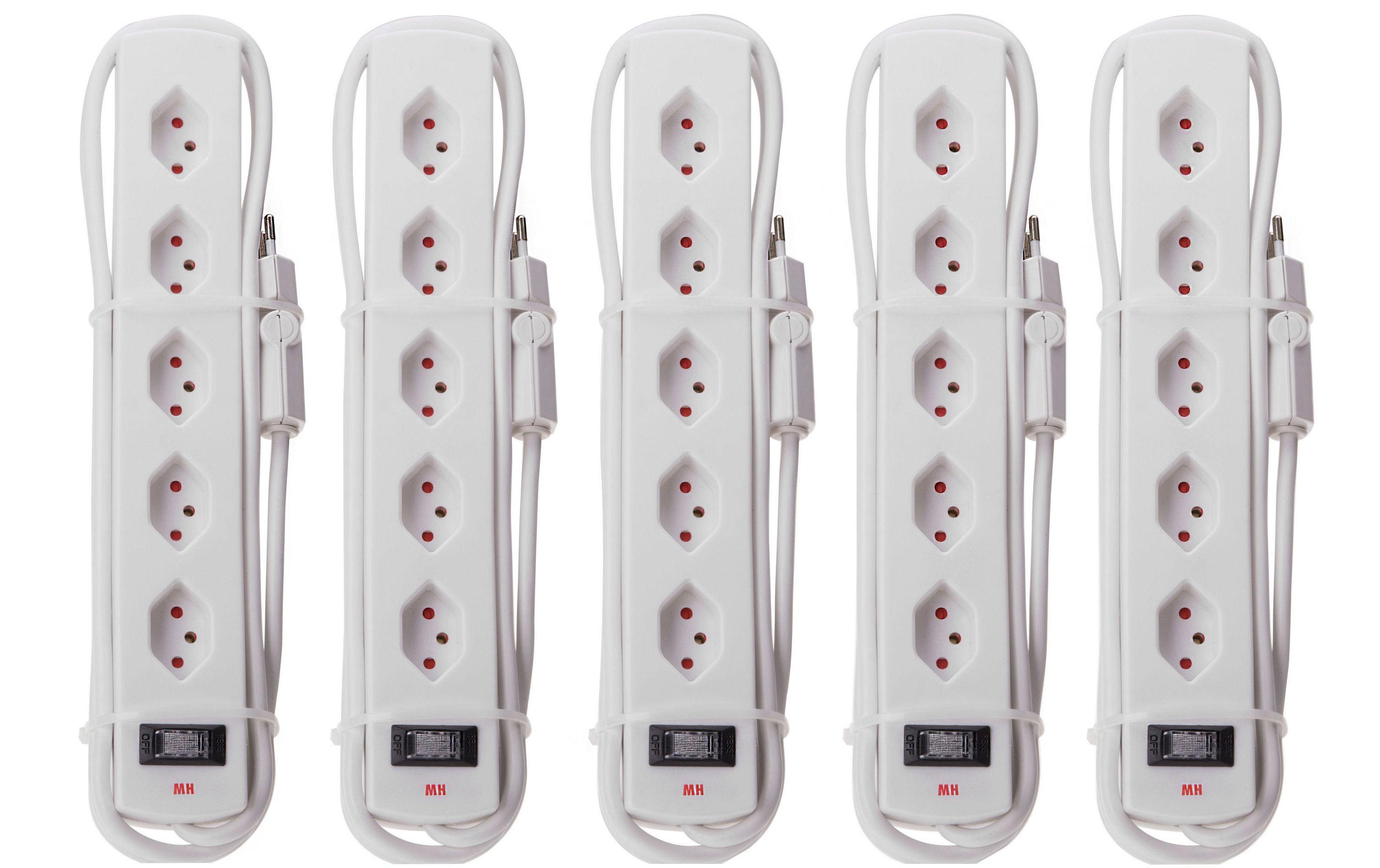 Steckdosenleiste Safety-Line 5x T13 5er-Set5er-Set, mit Kinderschutz und Clip-Clap-Stecker