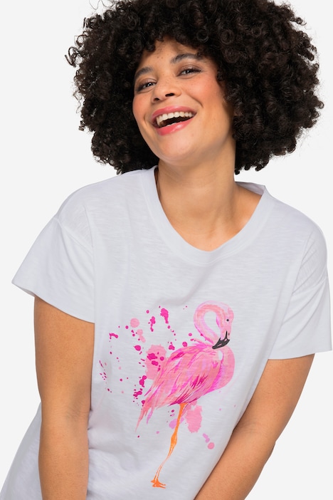 T-Shirt, Flamingo, Rundhals, Halbarm