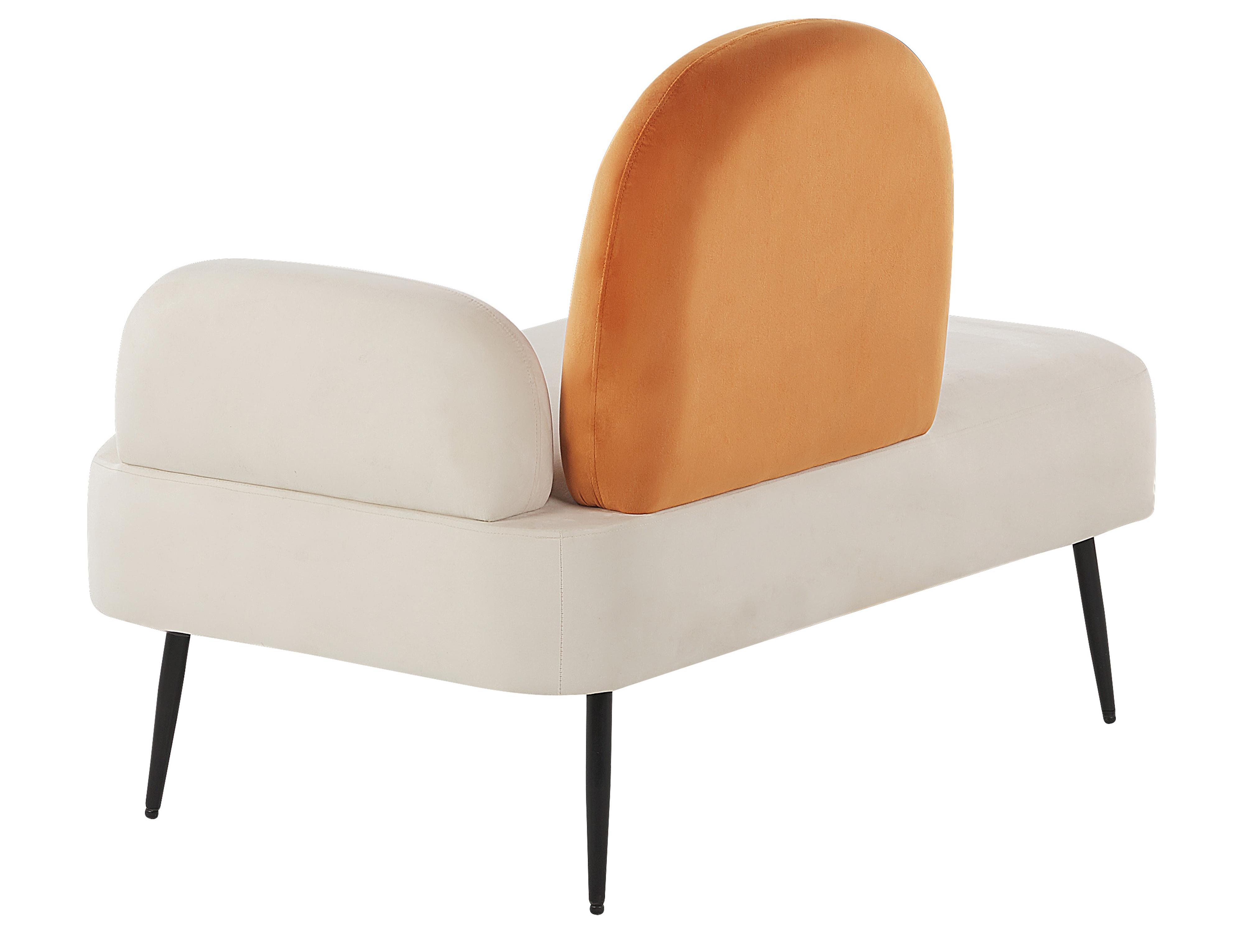 Rechtszijdige chaise longue ARCEY Fluweel Oranje