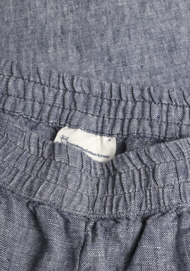 Knowledge Cotton Apparel Leinenhose Posey Wide Linen Pants Vintage Indigo