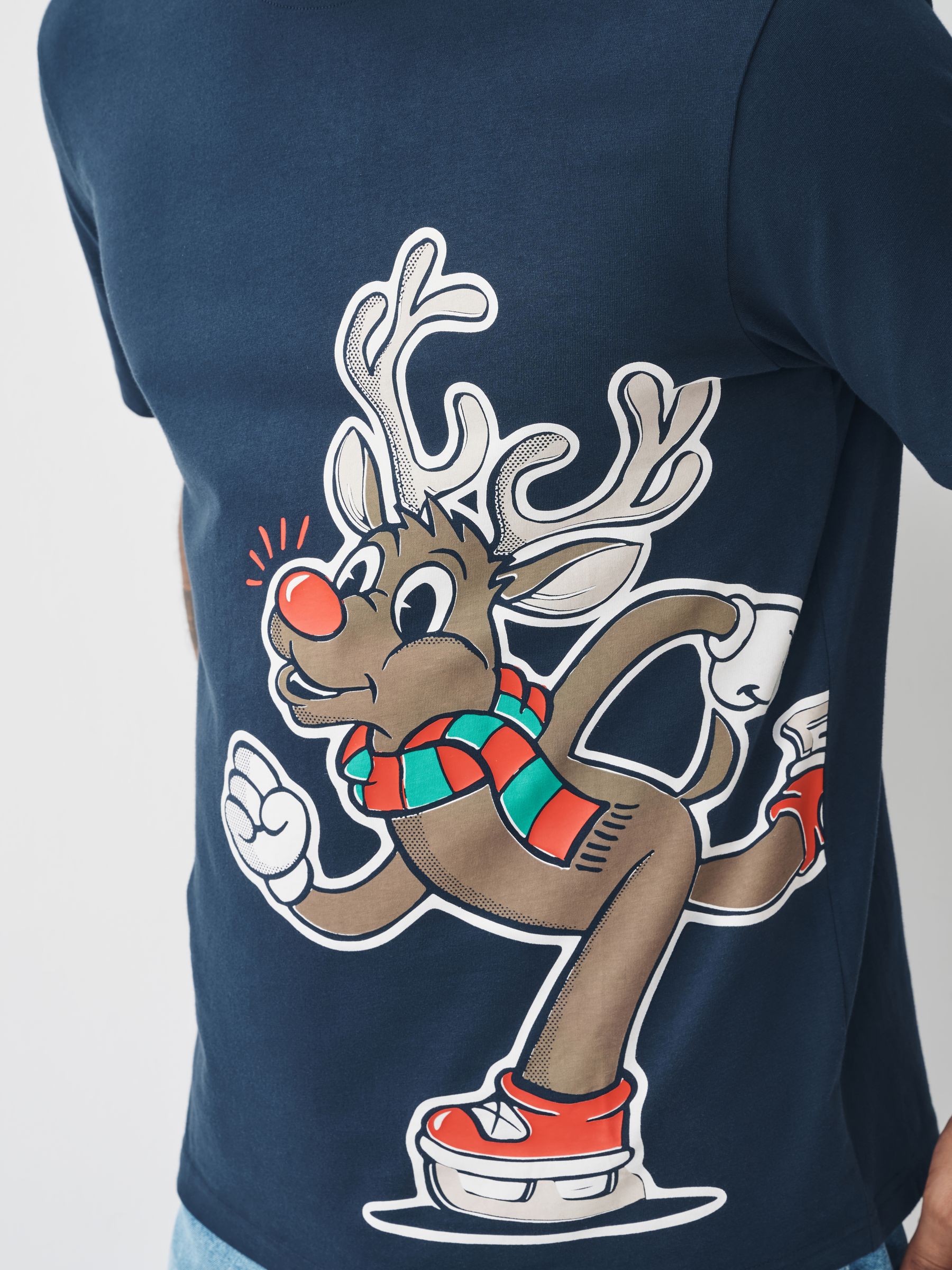 Marineblauw rendier - Normale Pasvorm - Kerst T-shirt