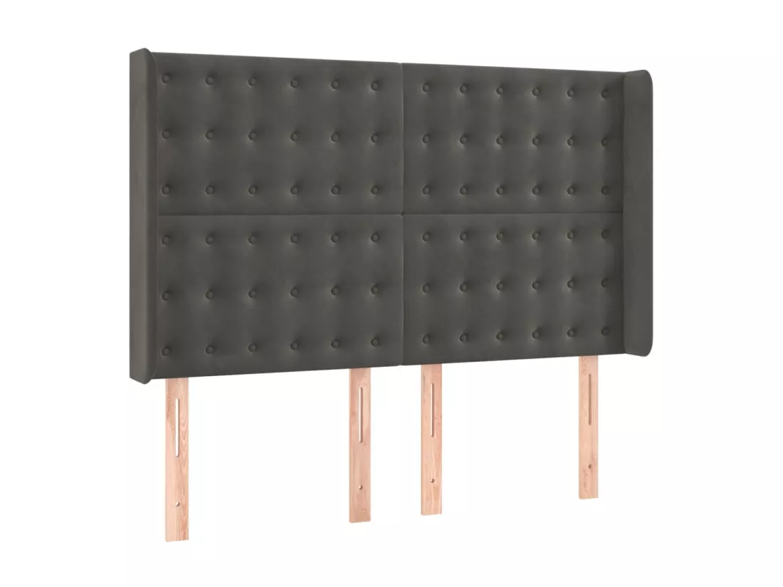 Sommier tapissier matelas et LED Gris foncé 140x190 cm Velours
