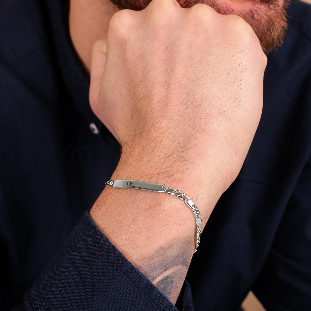 Gravurarmband Fantasie 925 Silber rhodiniert 4.0mm