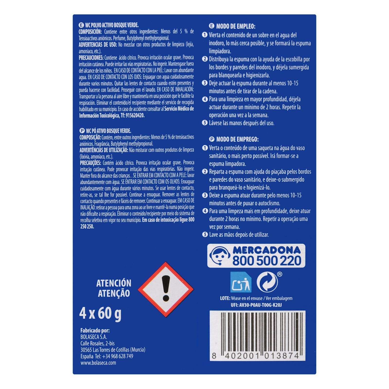 Nettoyant WC en poudre actif Green Forest